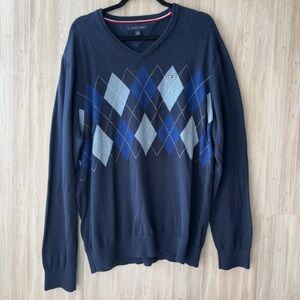 Men's Argyle Sweater - Navy Blue by Tommy Hilfiger